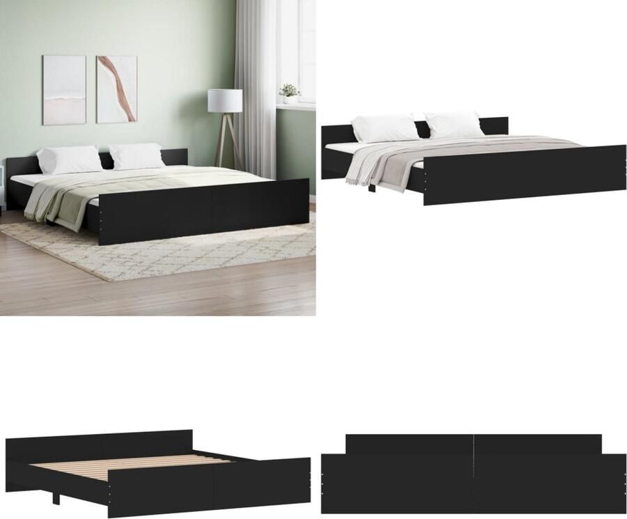 VidaXL Bedframe met hoofd- en voeteneinde zwart 180x200 cm Bedframe Bedframes Bed Bedbodem