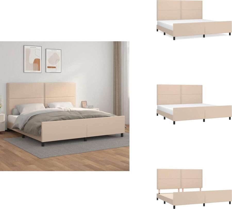 VidaXL Bedframe Cappuccino 203 x 206 cm Duurzaam kunstleer Verstelbaar hoofdeinde Multiplex lattenbodem Comfortabele ondersteuning Bed