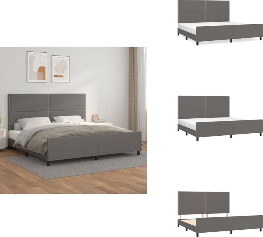 VidaXL Bedframe Grijs Kunstleer Verstelbaar hoofdeinde Stabiele poten Multiplex lattenbodem Comfortabele rugondersteuning Bed