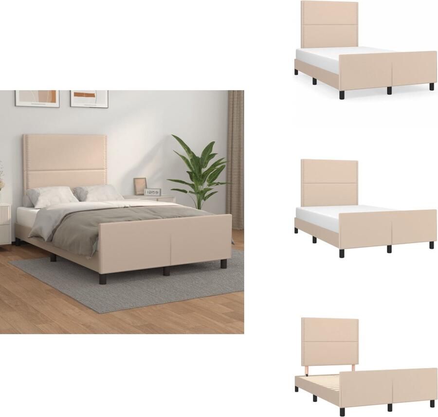 VidaXL Bedframe Cappuccino 203x126x118 128 cm Duurzaam kunstleer Verstelbaar hoofdeinde Stabiele poten Multiplex lattenbodem Comfortabele ondersteuning Bed