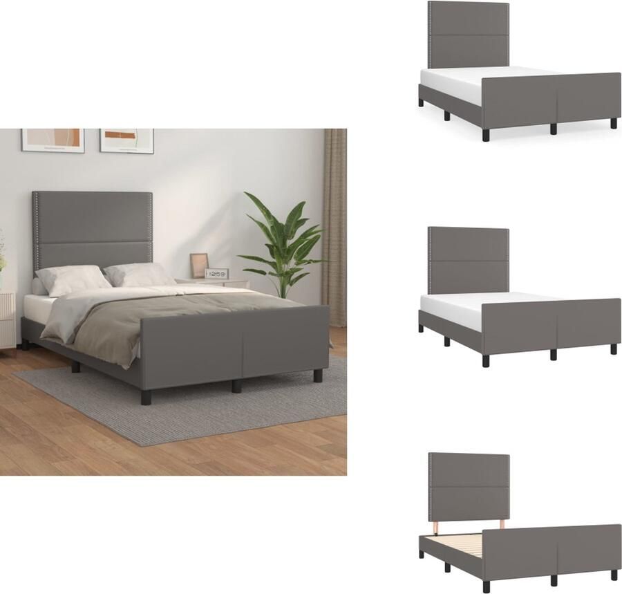 VidaXL Bedframe Met Hoofdbord Bedframes Met Hoofdborden Bedframe Bed Bedframe met hoofdbord kunstleer grijs 120x200 cm