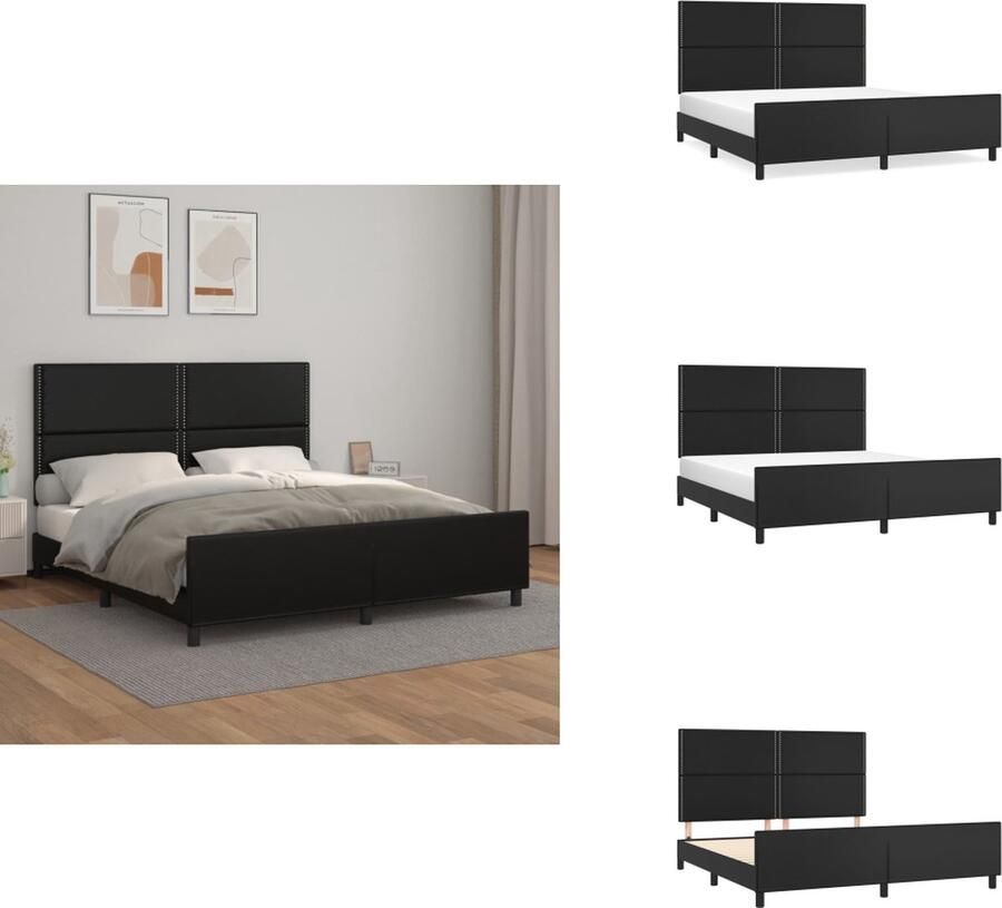 VidaXL Bedframe Met Hoofdbord Bedframes Met Hoofdborden Bedframe Bed Bedframe met hoofdbord kunstleer zwart 180x200 cm