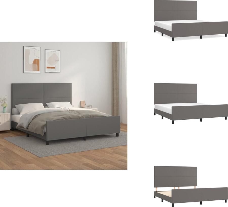 VidaXL Bedframe Met Hoofdbord Bedframes Met Hoofdborden Bedframe Bed Bedframe met hoofdbord kunstleer grijs 180x200 cm