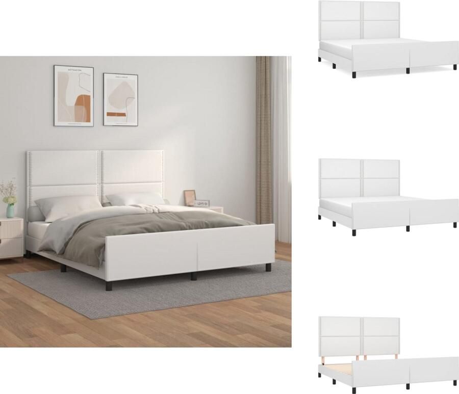 VidaXL Bedframe Met Hoofdbord Bedframes Met Hoofdborden Bedframe Bed Bedframe met hoofdbord kunstleer wit 160x200 cm