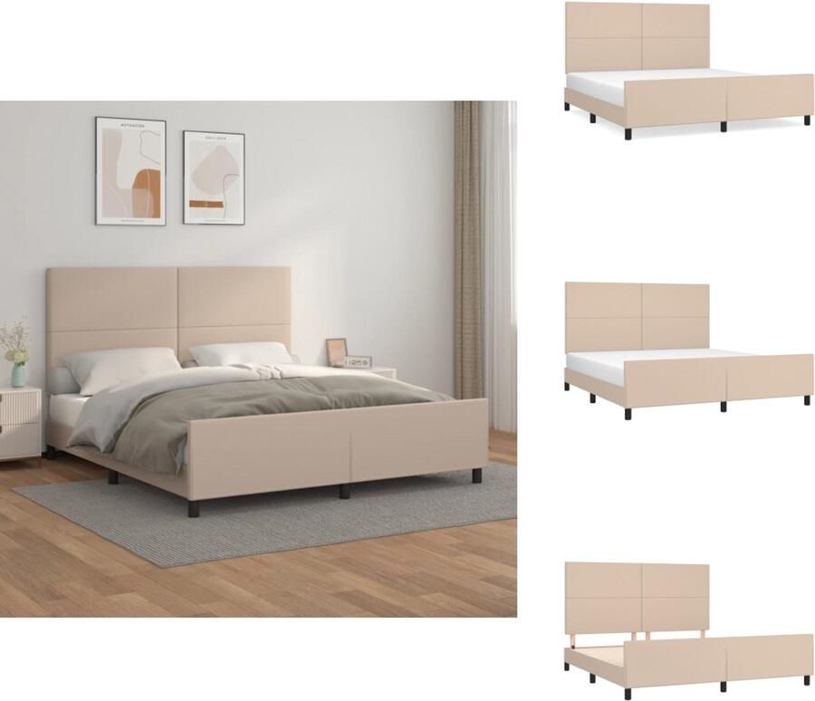 VidaXL Bedframe Met Hoofdbord Bedframes Met Hoofdborden Bedframe Bed Bedframe met hoofdbord kunstleer cappuccinokleurig 180x200 cm