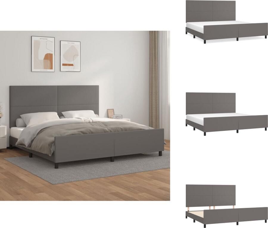 VidaXL Bedframe Grijs Kunstleer Verstelbaar hoofdeinde Stabiele poten Multiplex lattenbodem Comfortabele rugondersteuning Bed - Foto 2