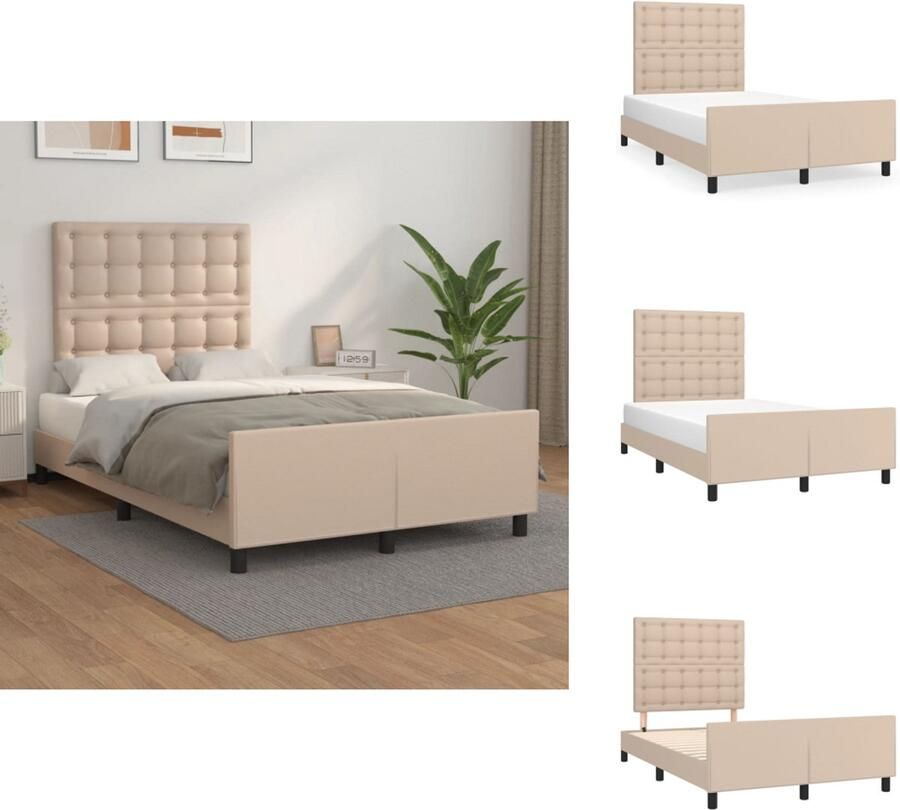 VidaXL Bedframe Met Hoofdbord Bedframes Met Hoofdborden Bedframe Bed Bedframe met hoofdbord kunstleer cappuccinokleurig 120x200 cm