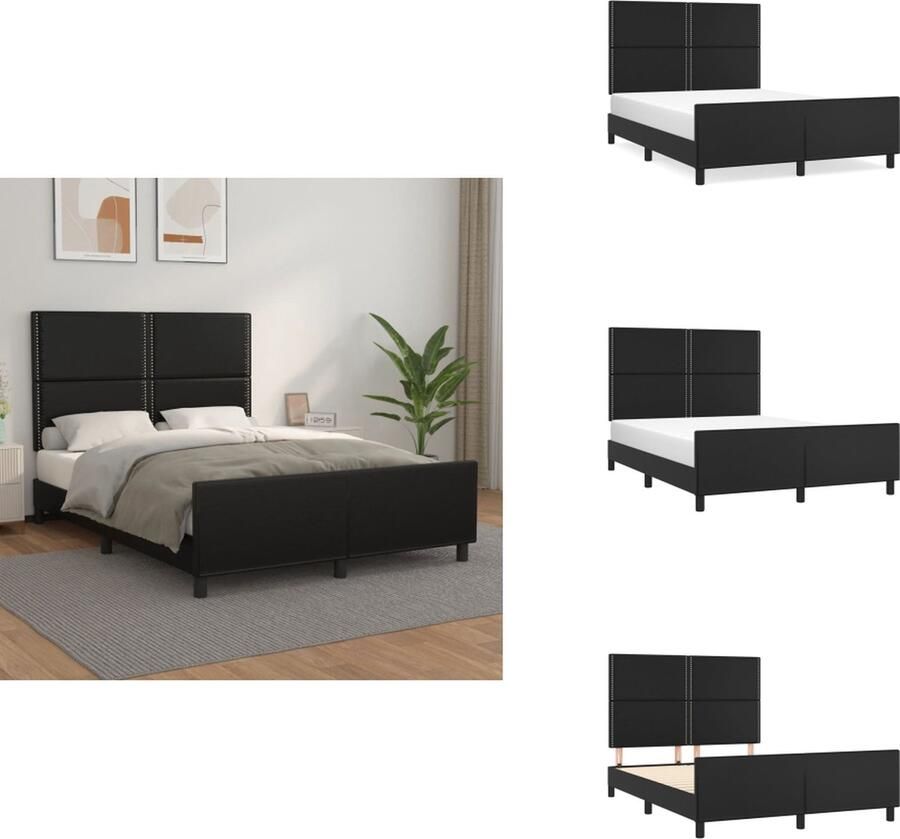 VidaXL Bedframe Met Hoofdbord Bedframes Met Hoofdborden Bedframe Bed Bedframe met hoofdeind kunstleer zwart 140x190 cm