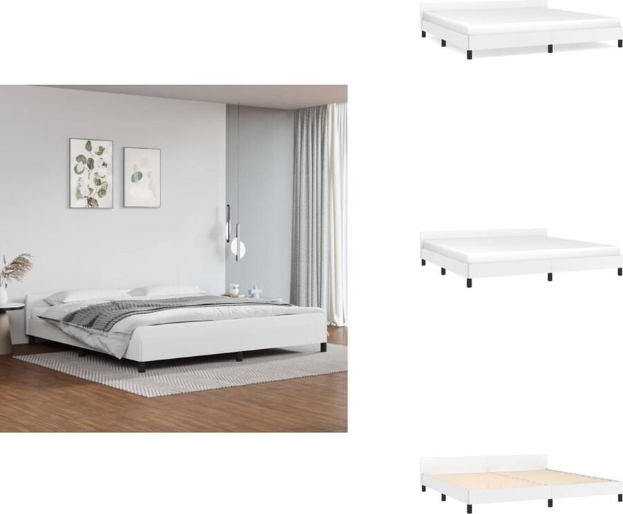 VidaXL Bedframe Met Hoofdbord Bedframes Met Hoofdborden Bedframe Bed Bedframe met hoofdeinde zonder matras 200x200 cm wit