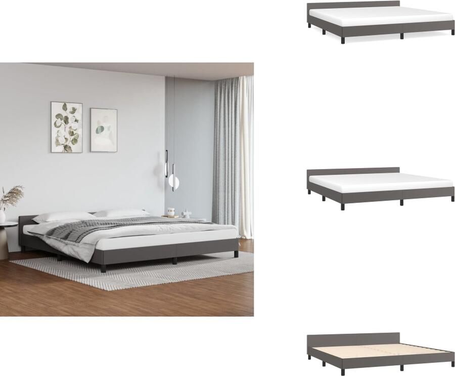 VidaXL Bedframe Met Hoofdbord Bedframes Met Hoofdborden Bedframe Bed Bedframe met hoofdeinde zonder matras 200x200 cm grijs