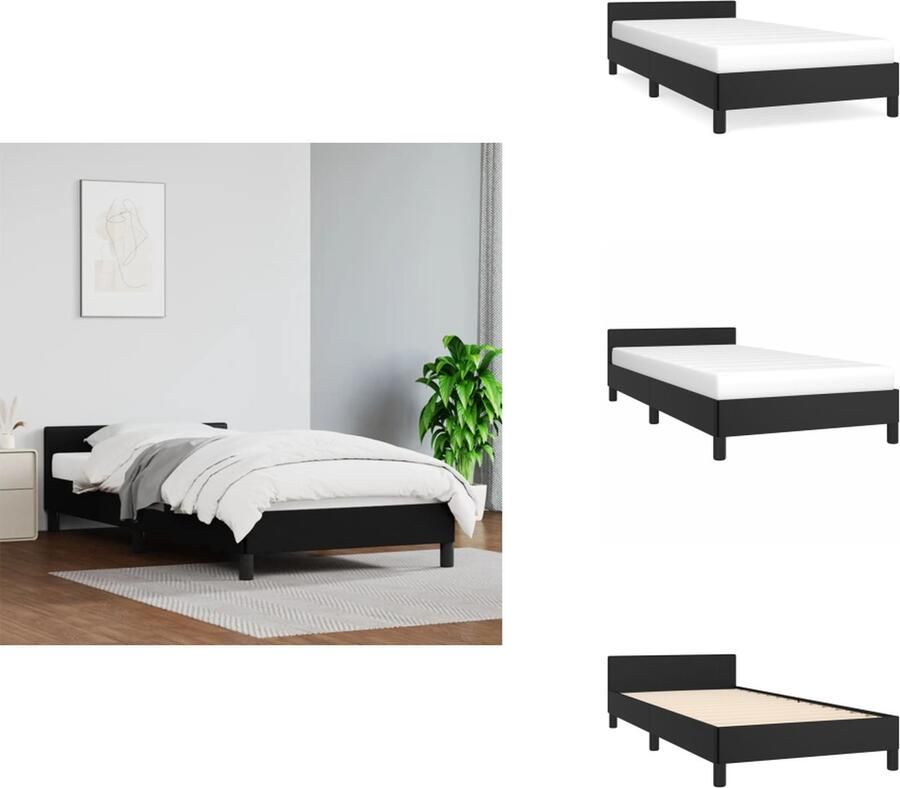 VidaXL Bedframe Met Hoofdbord Bedframes Met Hoofdborden Bedframe Bed Bedframe met hoofdeinde zonder matras 100x200 cm zwart