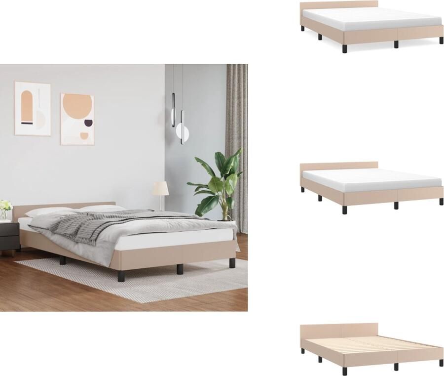 VidaXL Bedframe Met Hoofdbord Bedframes Met Hoofdborden Bedframe Bed Bedframe met hoofdbord kunstleer cappuccinokleurig 140x200 cm