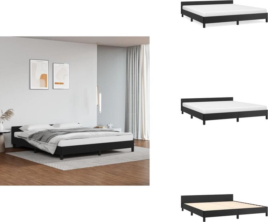 VidaXL Bedframe Met Hoofdbord Bedframes Met Hoofdborden Bedframe Bed Bedframe met hoofdeinde zonder matras 180x200 cm zwart