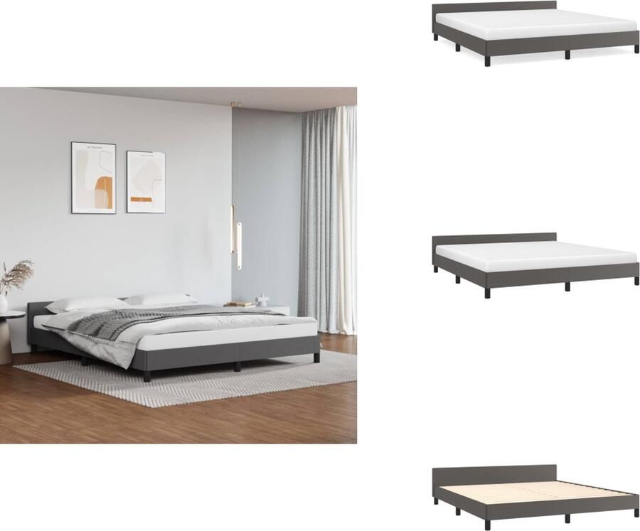 VidaXL Bedframe Met Hoofdbord Bedframes Met Hoofdborden Bedframe Bed Bedframe met hoofdeinde zonder matras 180x200 cm grijs