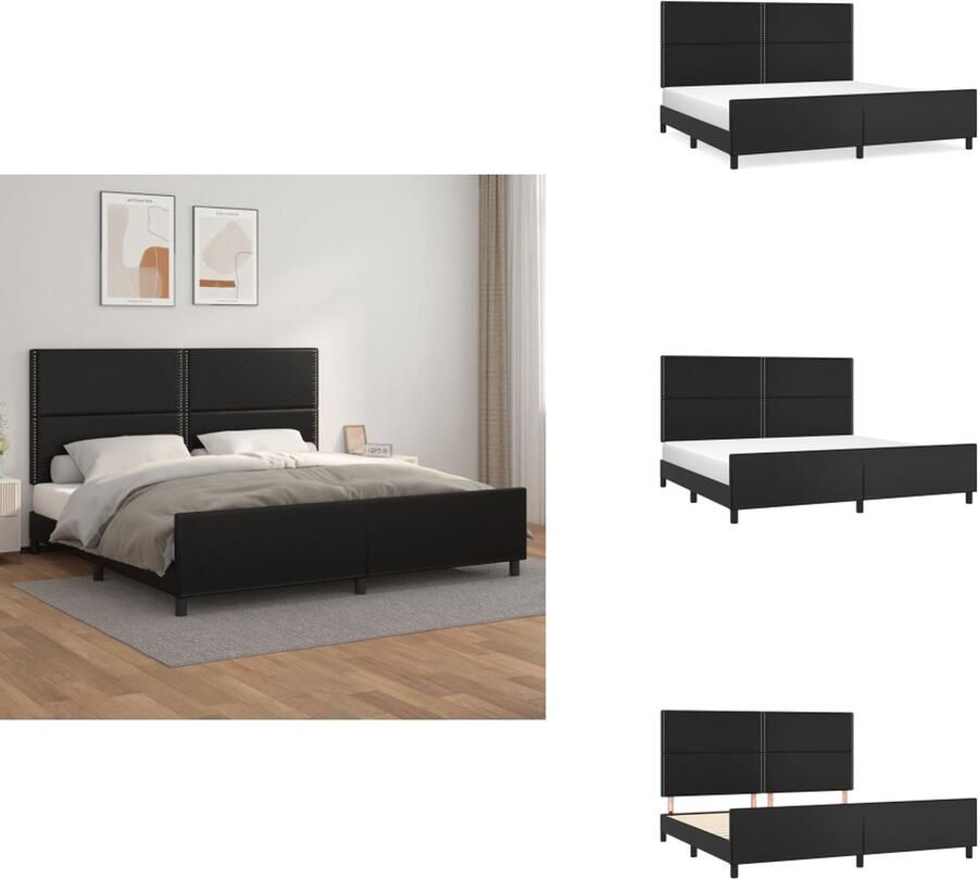 VidaXL Bedframe Comfort Bedframes 203 x 206 x 118 128 cm zwart kunstleer verstelbare hoogte ondersteunende poten multiplex lattenbodem rugondersteuning eenvoudige montage Bed - Foto 2