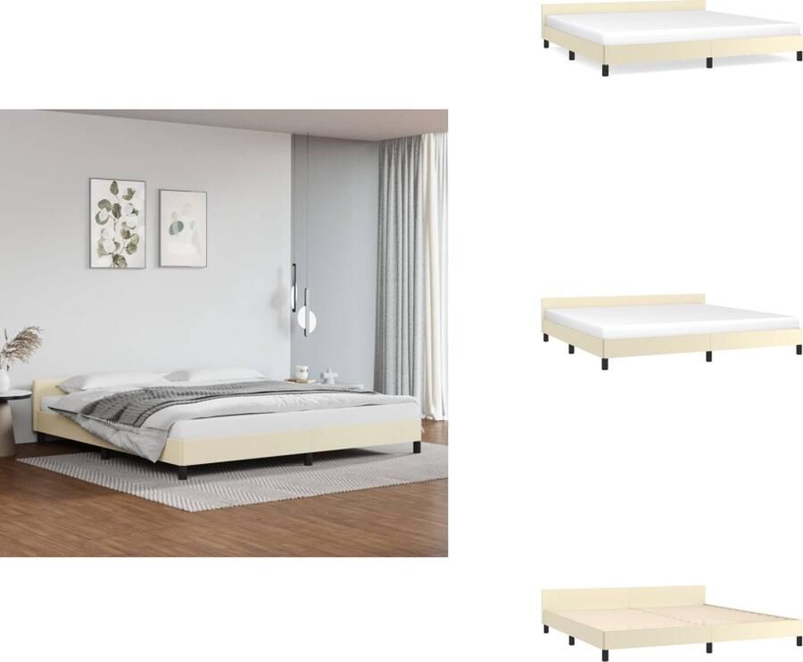 VidaXL Bedframe Luxe Kunstleren Crème 203x206x50 cm Duurzaam materiaal Ondersteunende poten Multiplex lattenbodem Montagehandleiding incl (Matras niet inbegrepen) Bed