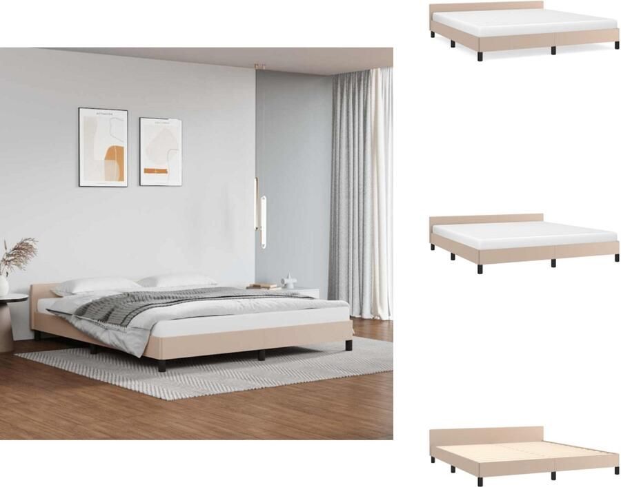 VidaXL Bedframe Met Hoofdbord Bedframes Met Hoofdborden Bedframe Bed Bedframe met hoofdeinde zonder matras Cappuccino 160x200 cm - Foto 2