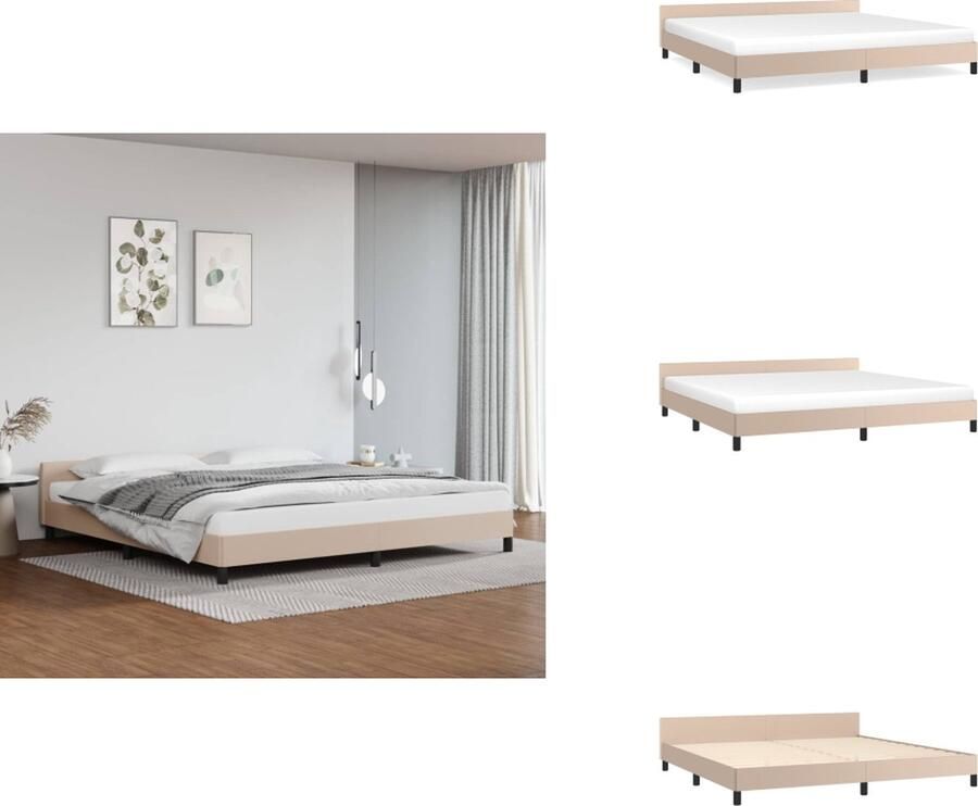 VidaXL Bedframe Met Hoofdbord Bedframes Met Hoofdborden Bedframe Bed Bedframe met hoofdbord kunstleer cappuccinokleurig 200x200 cm