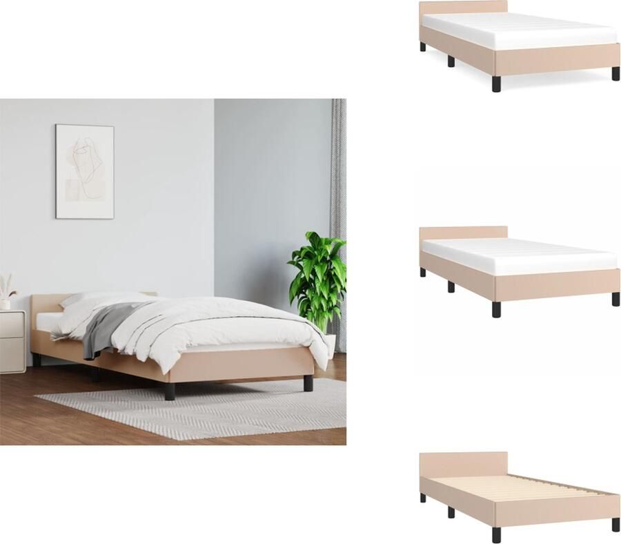 VidaXL Bedframe Met Hoofdbord Bedframes Met Hoofdborden Bedframe Bed Bedframe met hoofdbord kunstleer cappuccinokleurig 100x200 cm