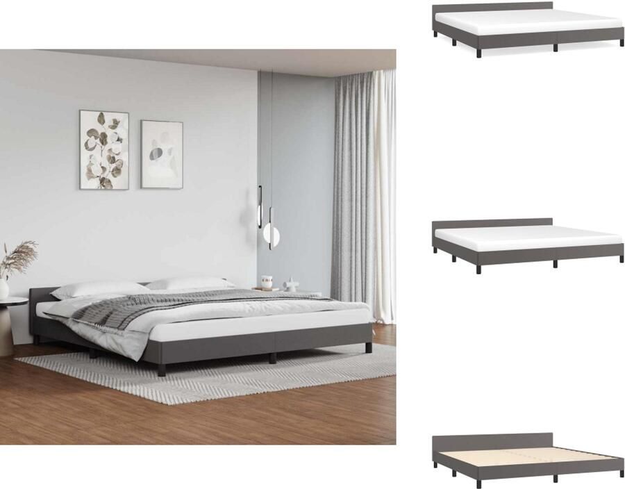 VidaXL Bedframe Met Hoofdbord Bedframes Met Hoofdborden Bedframe Bed Bedframe met hoofdeinde zonder matras 200x200 cm grijs - Foto 2