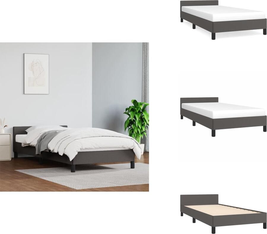 VidaXL Bedframe Met Hoofdbord Bedframes Met Hoofdborden Bedframe Bed Bedframe met hoofdeinde zonder matras 90x190 cm grijs