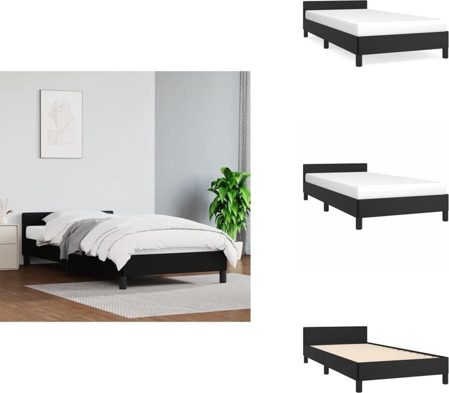 VidaXL Bedframe Met Hoofdbord Bedframes Met Hoofdborden Bedframe Bed Bedframe met hoofdeinde zonder matras 80x200 cm zwart