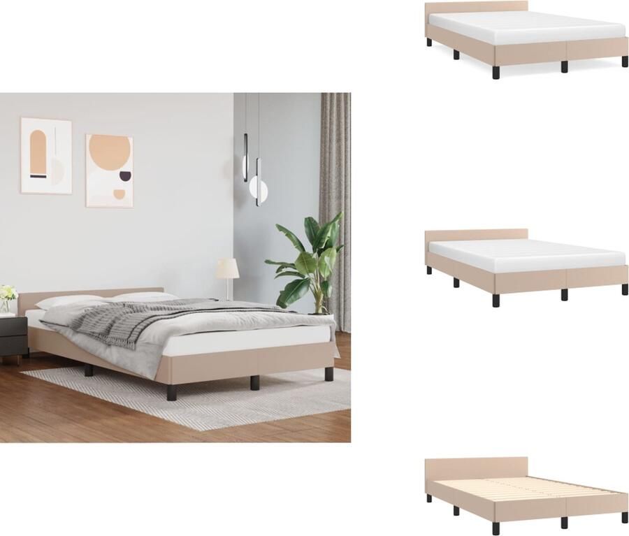 VidaXL Bedframe Met Hoofdbord Bedframes Met Hoofdborden Bedframe Bed Bedframe met hoofdbord kunstleer cappuccinokleurig 120x200 cm