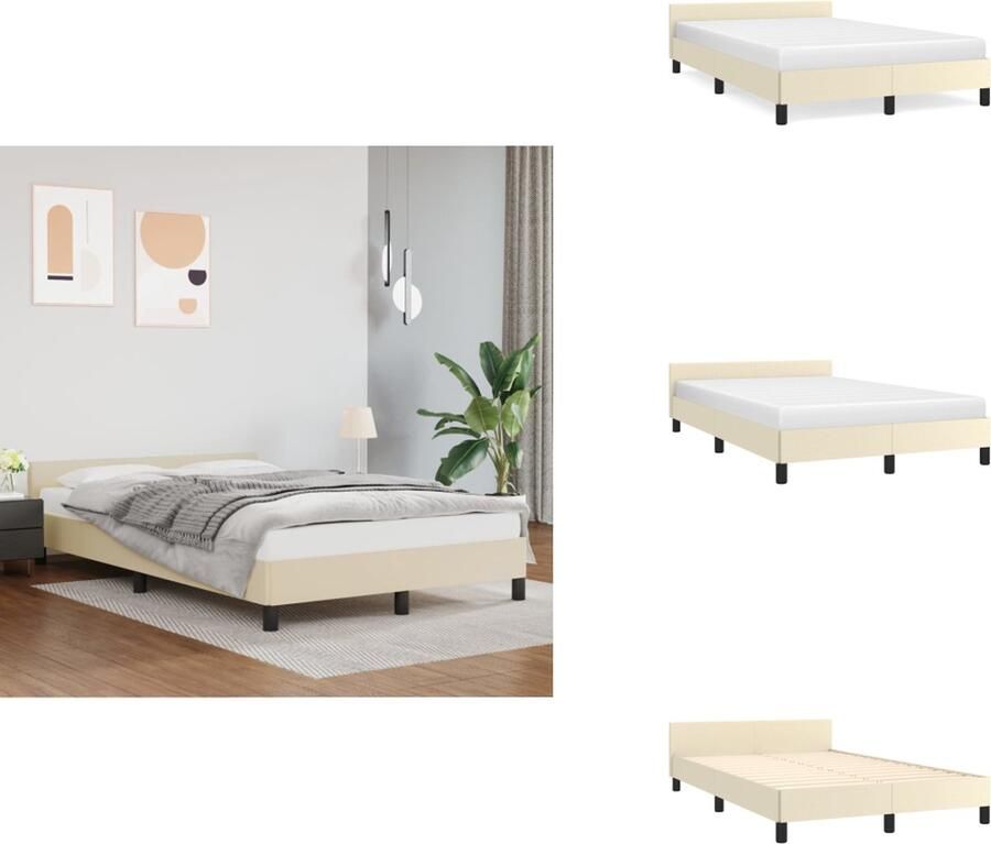 VidaXL Bedframe Met Hoofdbord Bedframes Met Hoofdborden Bedframe Bed Bedframe met hoofdeinde zonder matras 120x200 cm crèmekleurig
