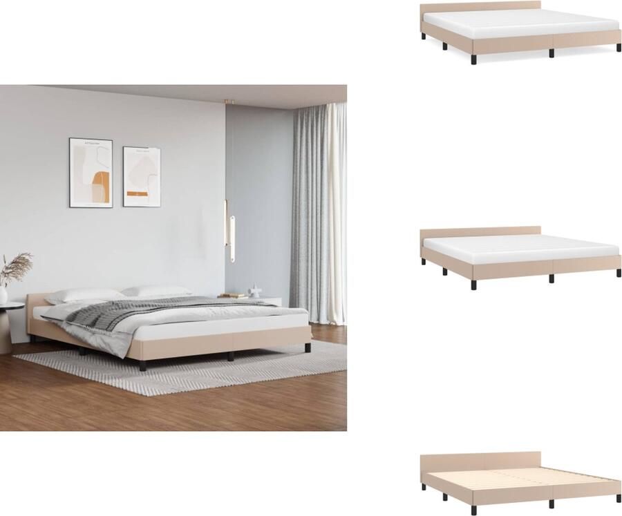 VidaXL Bedframe Met Hoofdbord Bedframes Met Hoofdborden Bedframe Bed Bedframe met hoofdeinde zonder matras Cappuccino 180x200 cm