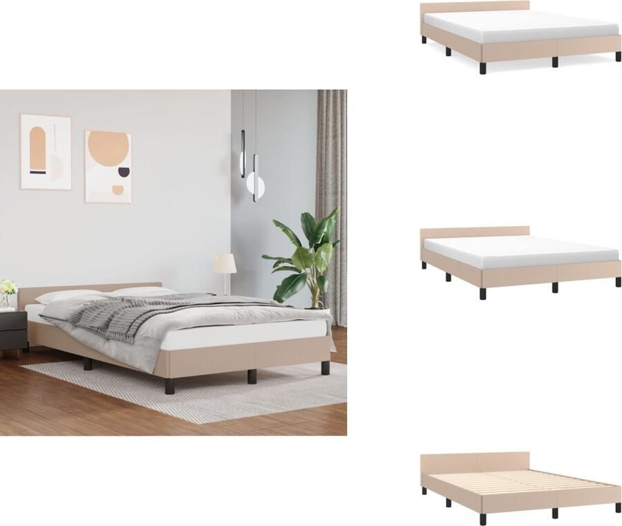 VidaXL Bedframe Met Hoofdbord Bedframes Met Hoofdborden Bedframe Bed Bedframe met hoofdeinde zonder matras Cappuccino 140x190 cm