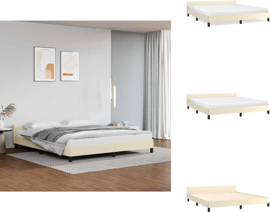 VidaXL Bedframe Met Hoofdbord Bedframes Met Hoofdborden Bedframe Bed Bedframe met hoofdeinde zonder matras 180x200 cm crèmekleurig