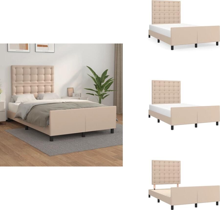 VidaXL Bedframe Met Hoofdbord Bedframes Met Hoofdborden Bedframe Bed Bedframe met hoofdbord kunstleer cappuccinokleurig 120x200 cm - Foto 2