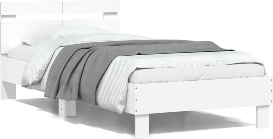 VidaXL -Bedframe-met-hoofdbord-bewerkt-hout-wit-100x200-cm - Foto 2