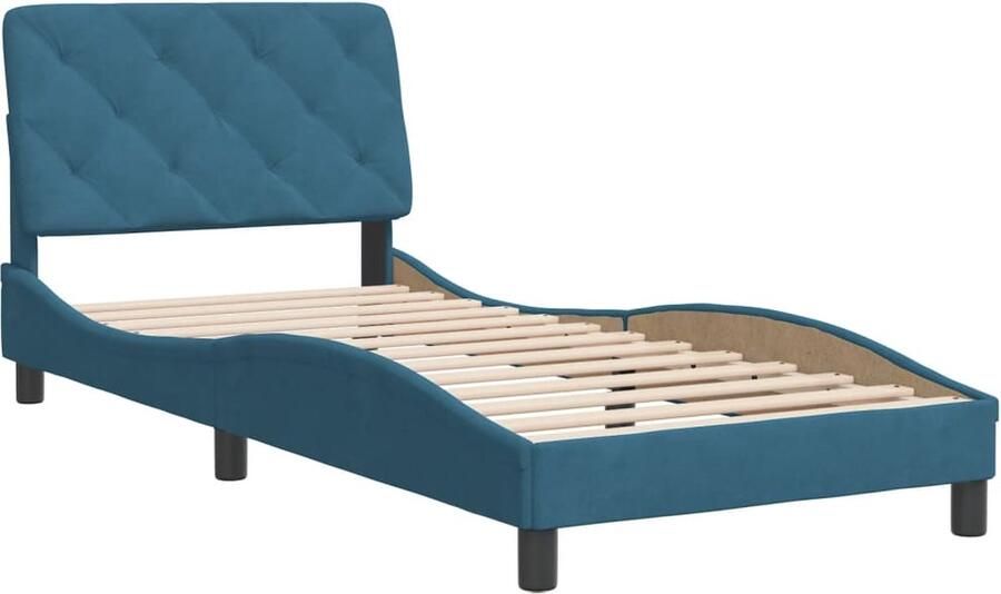 VidaXL -Bedframe-met-hoofdbord-fluweel-blauw-80x200-cm - Foto 2