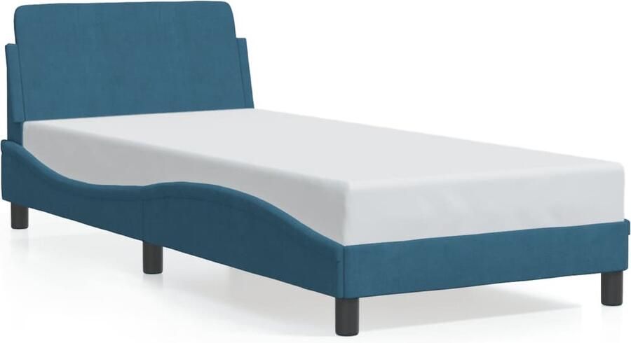 VidaXL Bedframe met hoofdbord fluweel blauw 80x200 cm - Foto 4