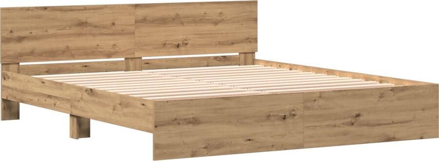 VidaXL Bedframe met hoofdbord in artisan eiken – 180 x 200 cm gemaakt van spaanplaat - Foto 2
