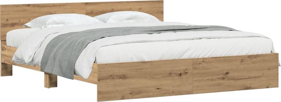 VidaXL Bedframe met hoofdbord in artisan eiken – 180 x 200 cm gemaakt van spaanplaat
