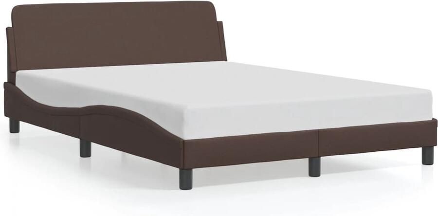 VidaXL -Bedframe-met-hoofdbord-kunstleer-bruin-140x200-cm - Foto 4