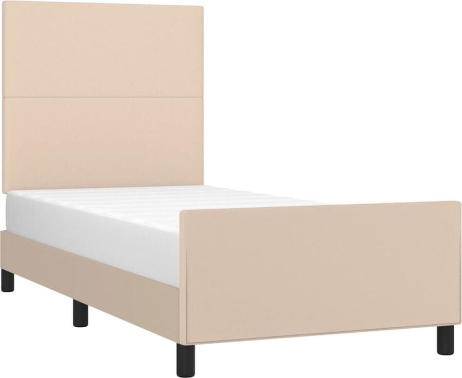 VidaXL -Bedframe-met-hoofdbord-kunstleer-cappuccinokleurig-100x200-cm - Foto 4