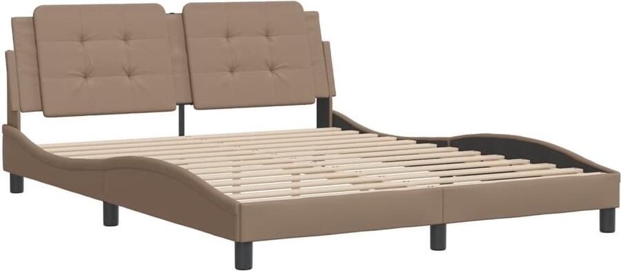 VidaXL Bedframe zonder matras Zadar kunstleer cappuccinokleurig 160x200 cm - Foto 2