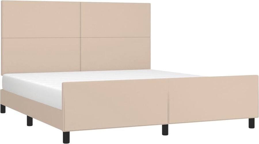 VidaXL -Bedframe-met-hoofdbord-kunstleer-cappuccinokleurig-160x200-cm - Foto 2