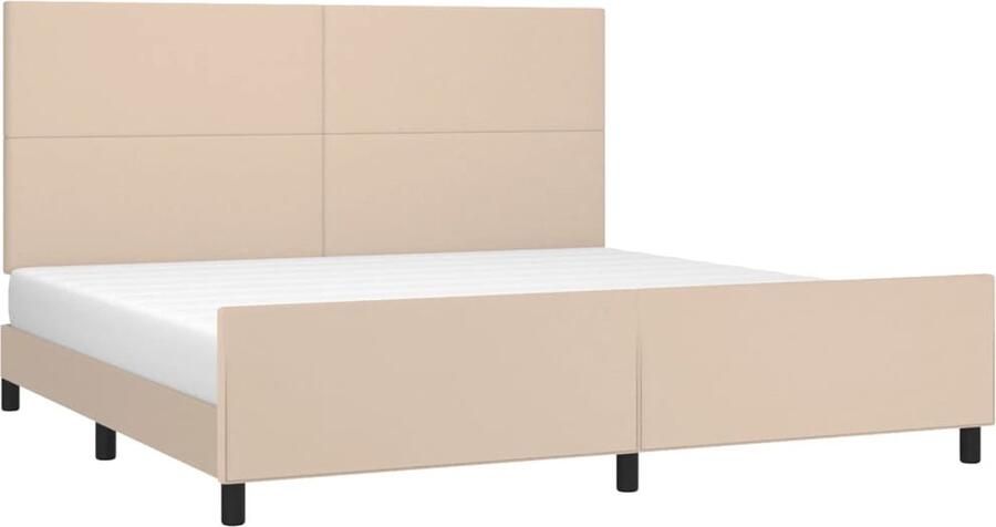 VidaXL Bedframe Viana zonder matras kunstleer cappuccinokleurig 200x200 cm - Foto 6