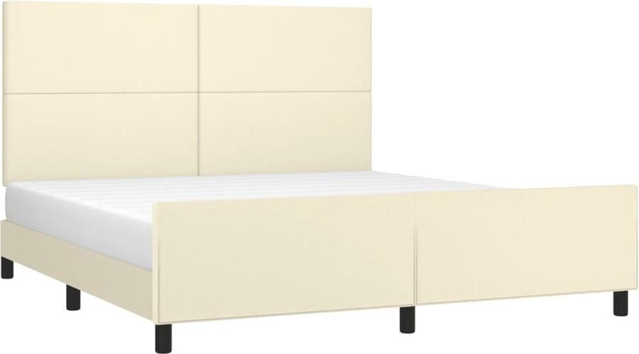 VidaXL -Bedframe-met-hoofdbord-kunstleer-crèmekleurig-180x200-cm - Foto 3
