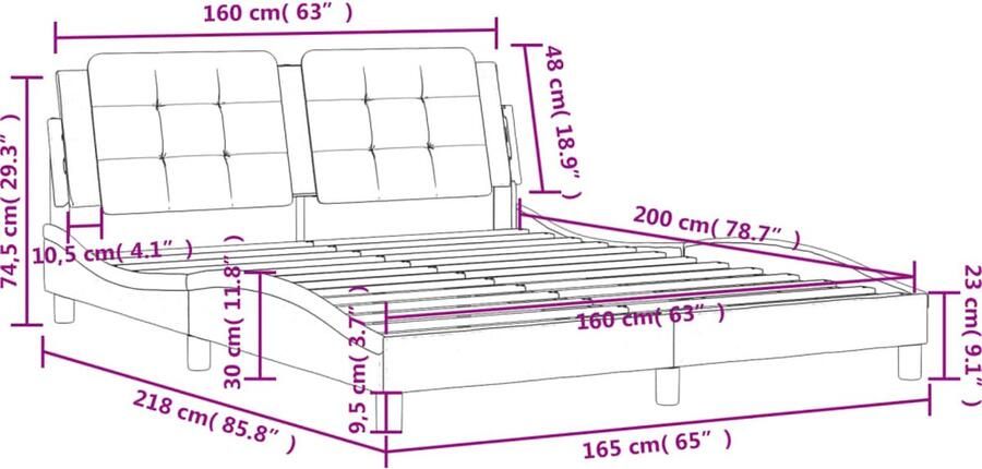 VidaXL Bedframe zonder matras Zadar kunstleer grijs 160x200 cm - Foto 2