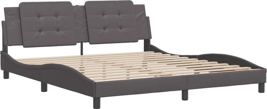 VidaXL Bedframe zonder matras Zadar kunstleer grijs 180x200 cm - Foto 2