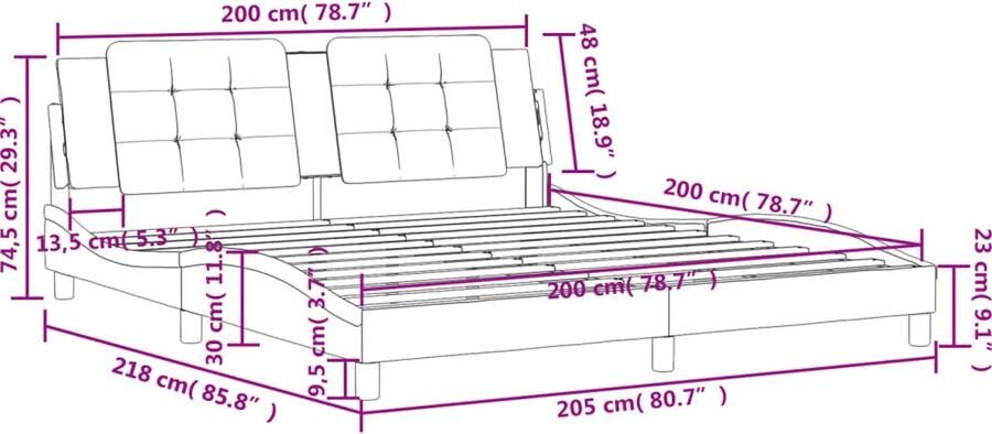 VidaXL Bedframe zonder matras Zadar kunstleer grijs 200x200 cm - Foto 3