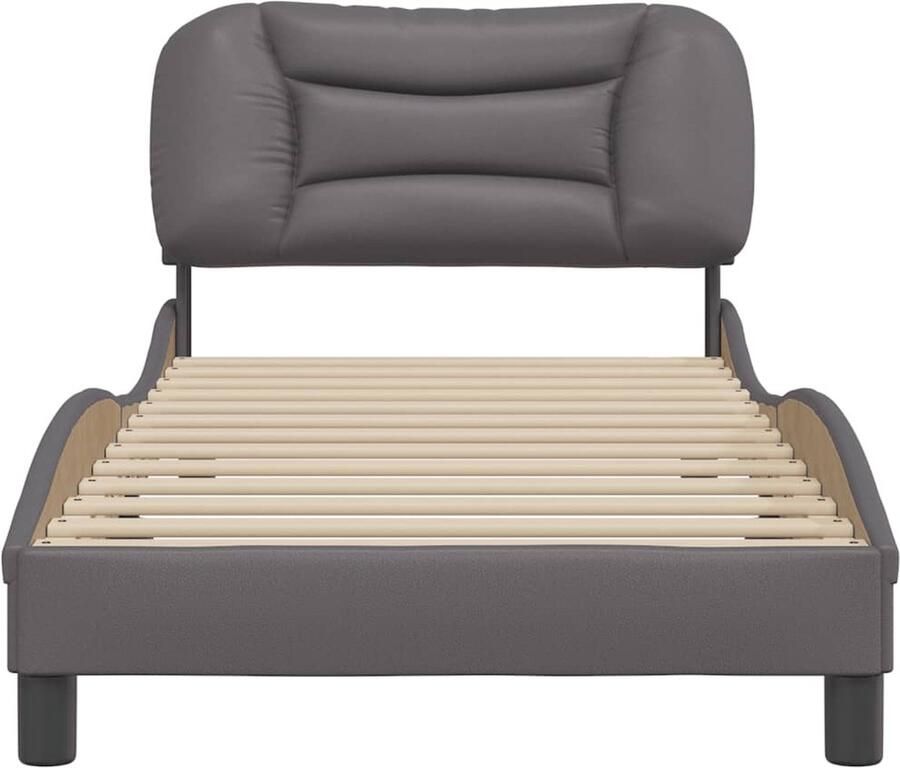 VidaXL Bedframe zonder matras Hvar kunstleer grijs 90x200 cm - Foto 2