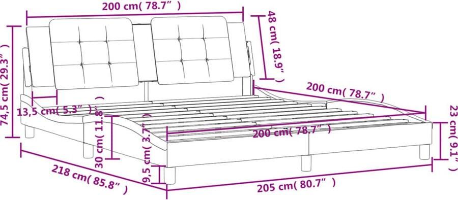 VidaXL Bedframe zonder matras Zadar kunstleer wit 200x200 cm - Foto 2
