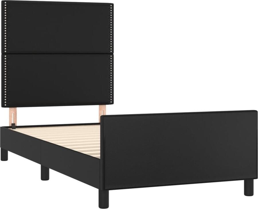 VidaXL -Bedframe-met-hoofdbord-kunstleer-zwart-100x200-cm - Foto 2