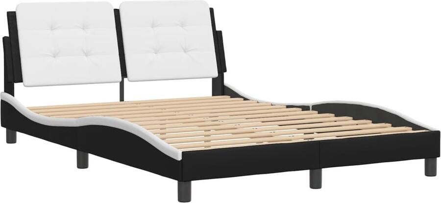 VidaXL Bedframe zonder matras Zadar kunstleer zwart en wit 140x200 cm - Foto 2